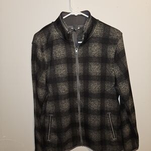 Eddie Bauer Men's Charcoal and Black Plaid Jacket